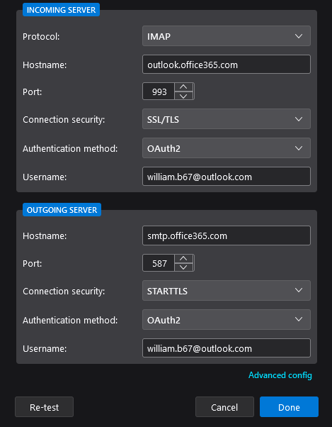 IMAP/POP3 settings